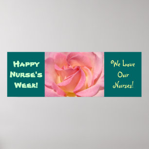 Happy Nurse's Week! Banner Poster Prints Rose Teal