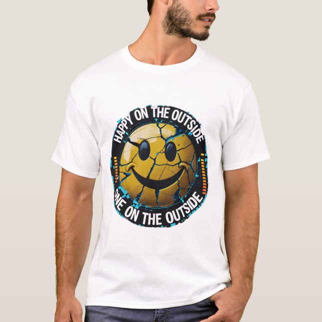 Happy on the Outside Emoji T-Shirt - Design amusan (Devant)