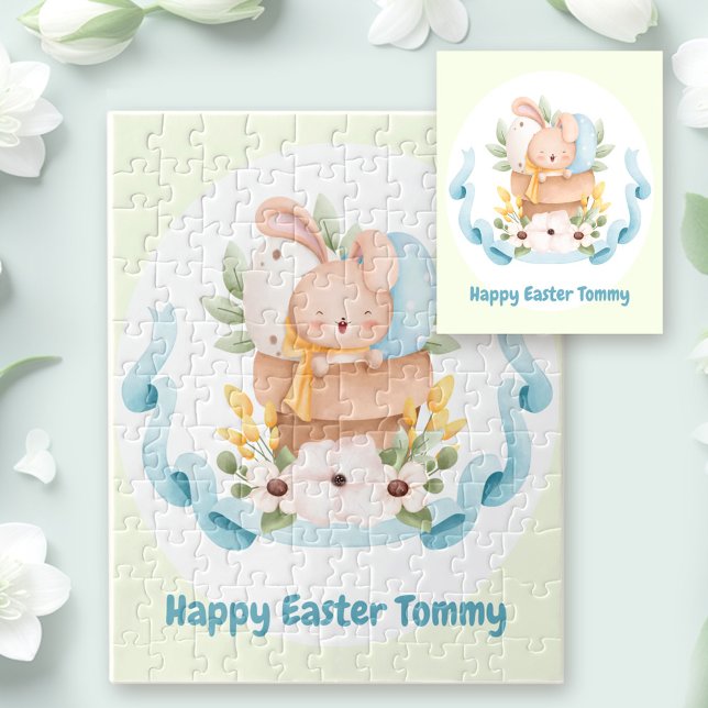 Happy Pâques Cute Bunny personnalisé Jigsaw Puzzle (Happy Easter Cute Bunny personalized Jigsaw Puzzle)