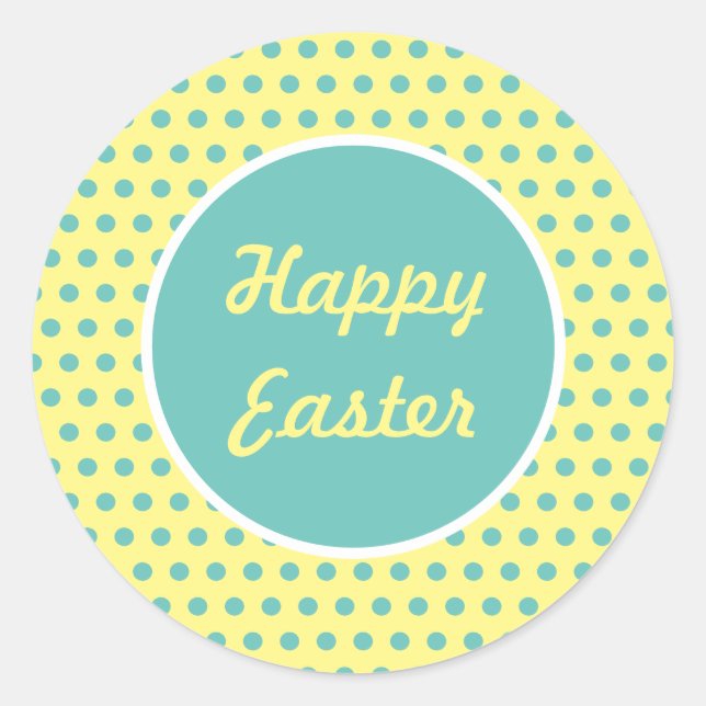 Happy Pâques Polka Dot Round Stickers (Pastel) (Devant)