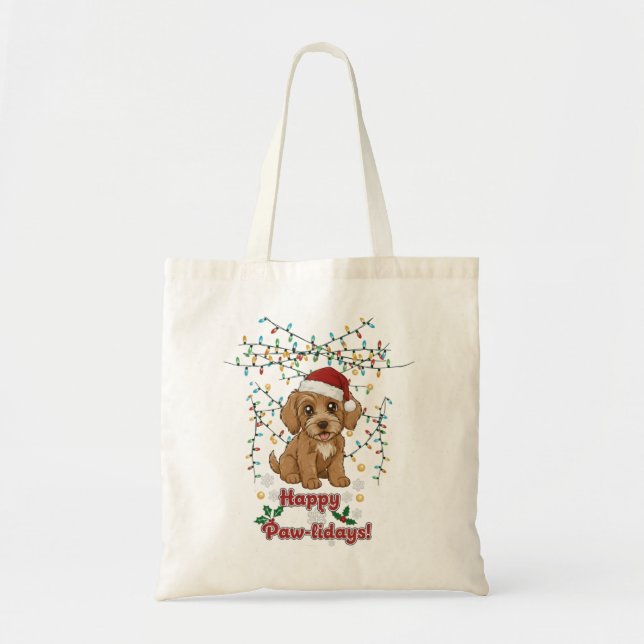 Happy Paw-lidays Christmas Cockapoo Tote Bag (Devant)