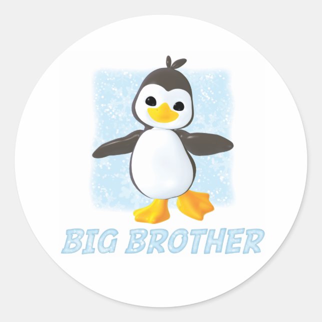 Happy Penguin Big Brother Classic Round Sticker (Devant)