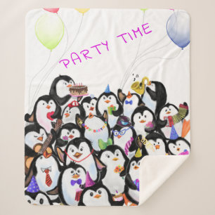 Happy Penguins couverture Sherpa - Texte personnal