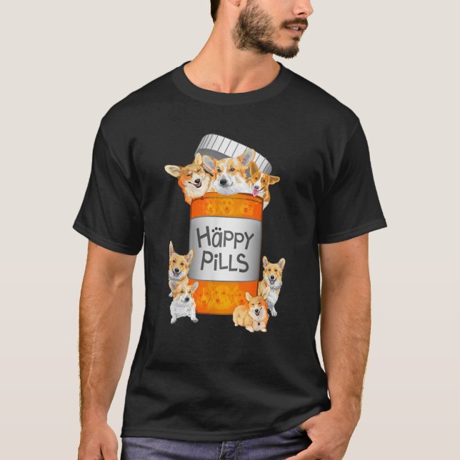 Happy Pills Corgi T-shirt (Devant)
