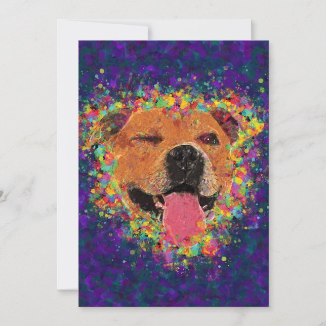 Happy Pit Bull 5" x 7" Imprimer sur Cardstock (Devant)