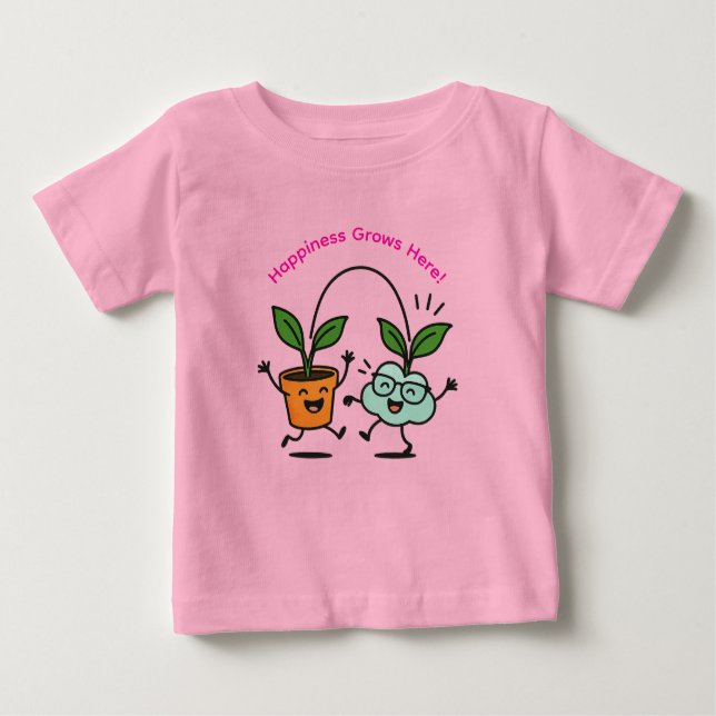Happy Plants Baby T-Shirt – “Happiness Grows Here” (Devant)