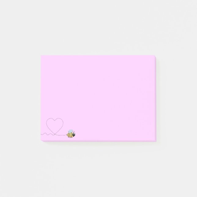 Happy positif abeille dessin animé rose post-it no (Devant)