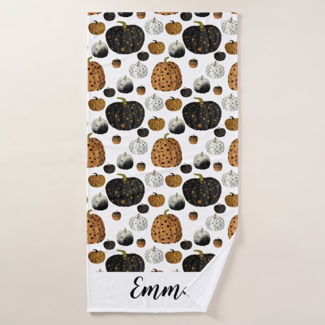 Happy print polka dots pumpkin  (Serviette de bain)