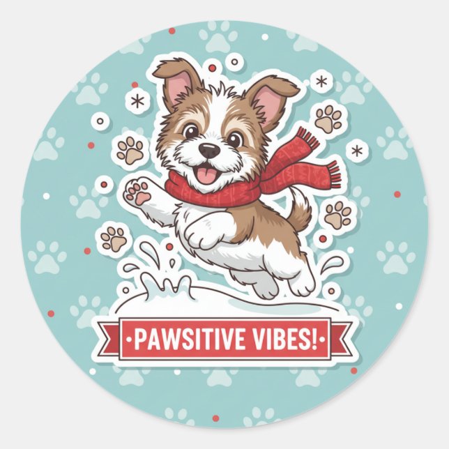 Happy Puppy Winter Snow Sticker (Devant)