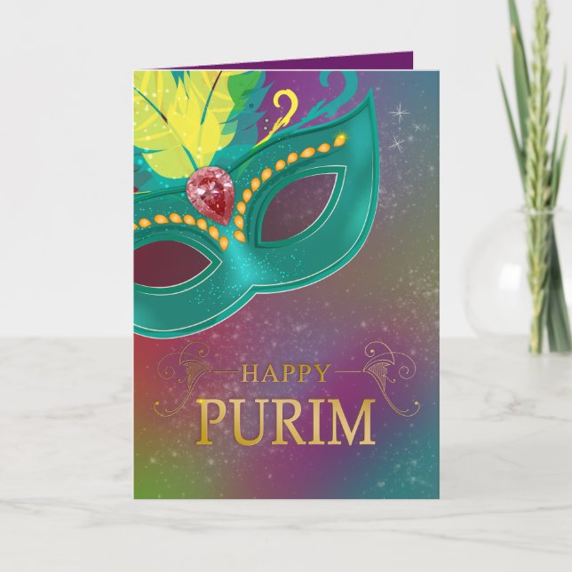 Happy Purim - Chag Purim Carte de vacances juive (Devant)