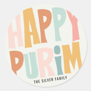 Happy Purim Sticker rond