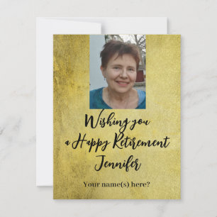 Happy Retirement Simple Gold Black Insertion Photo