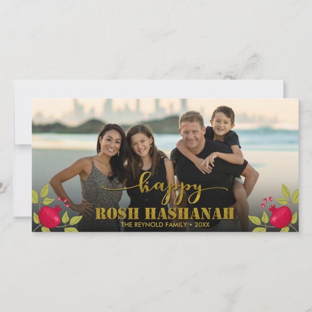 Happy Rosh Hashanah Luxury Gold Script Photo (Devant)