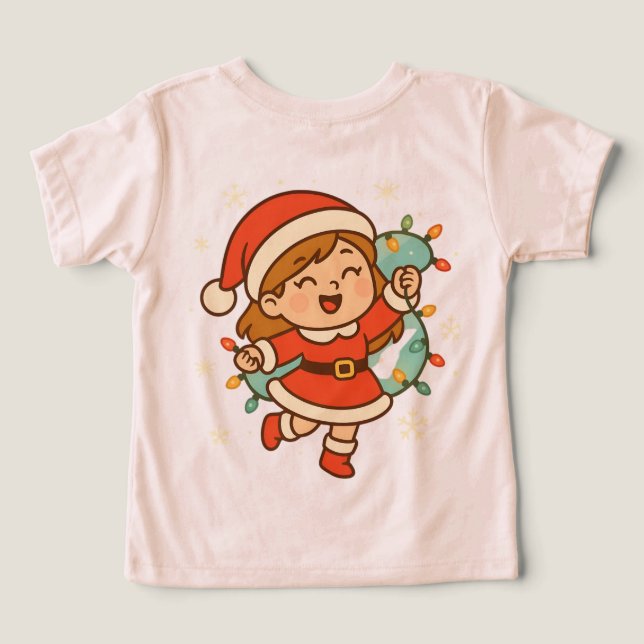 Happy Santa Girl with Christmas Lights (Design Verso)