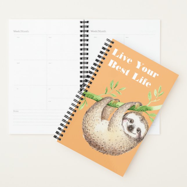 Happy Sloth aquarelle personnalisée (Devant avec enveloppe)