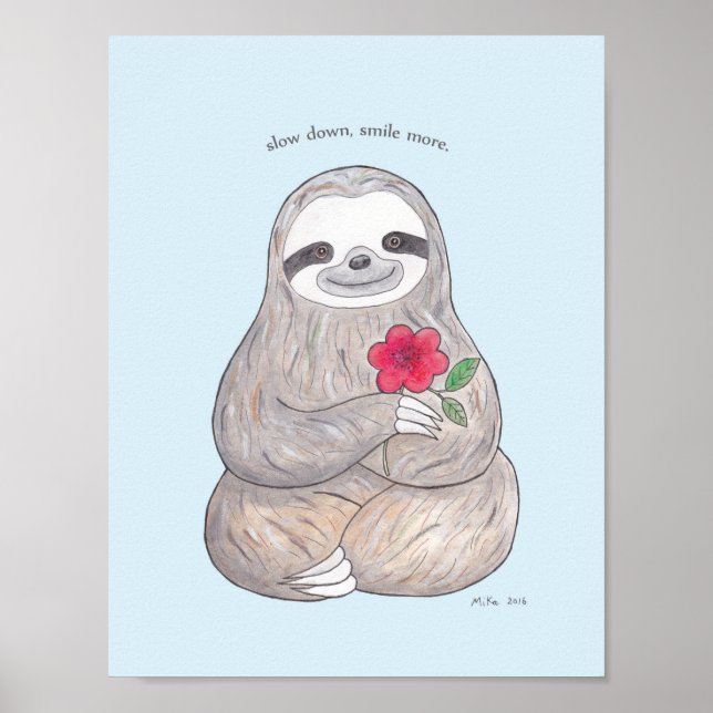 Happy Sloth Poster mignonne Sloth avec impression  (Devant)