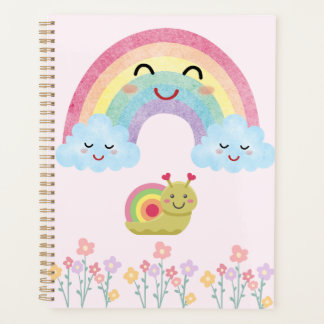Happy Smiling Rainbow with Cute Snail & Fluffy