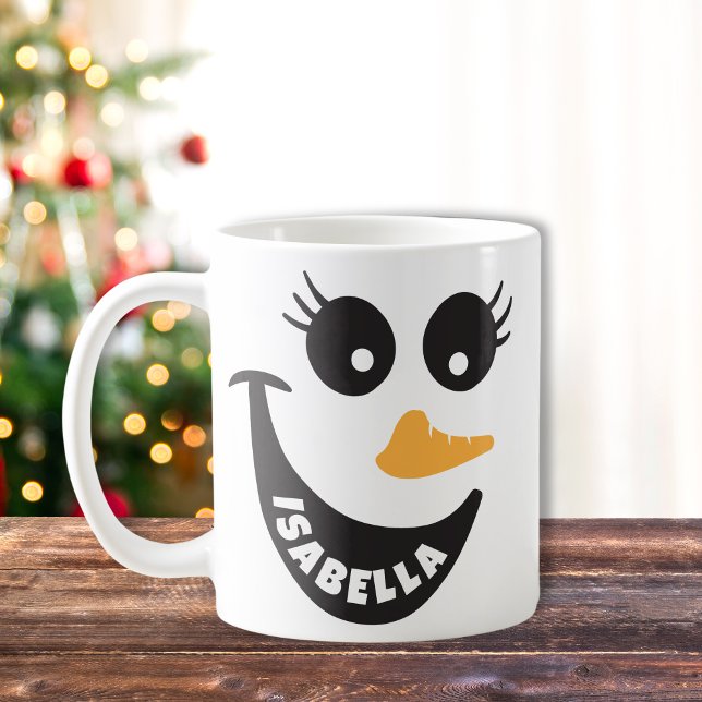 Happy Snowman Face Hot Chocolat Custom Gift Mug (custom happy snowman hot chocolate mug)