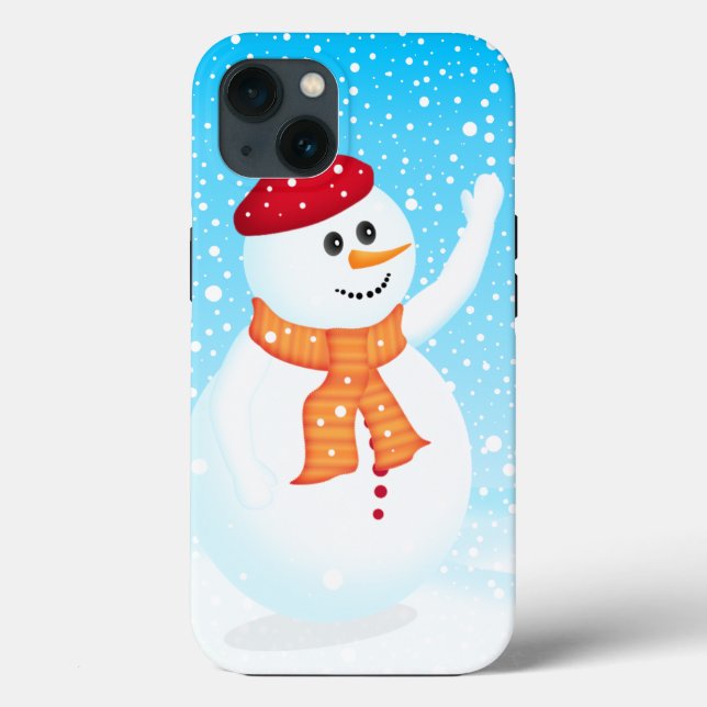 Happy Snowman iPhone 13 Coque-Mate Coque (Verso)