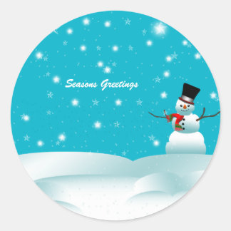 Happy Snowman Sticker hiver rond hiver