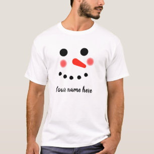Happy Snowman visage Nom personnalisé T-shirt