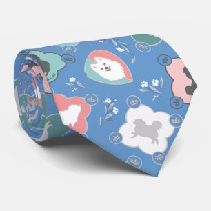 Happy Spitz Dog Collection Cravate (bleu)