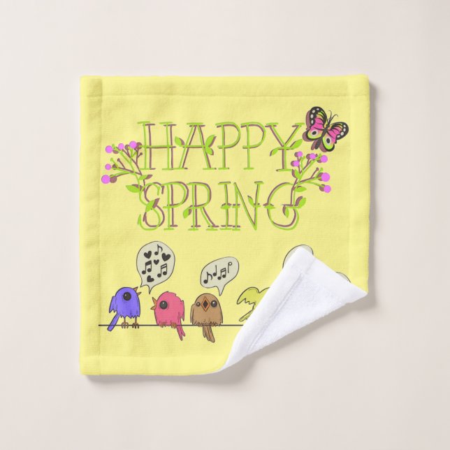 Happy Spring, linge (Gant de toilette)