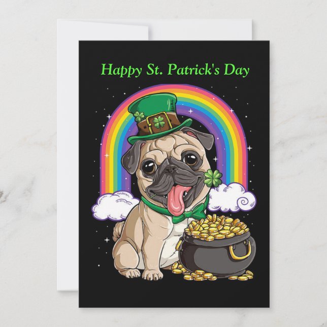Happy St. Patrick's Day Carlin chien invitation (Devant)