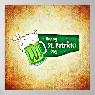 Happy St. Patrick's Day Green Beer Poster Carré