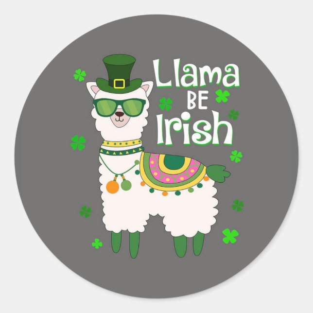 Happy St. Patrick's Day LIama autocollant (Devant)