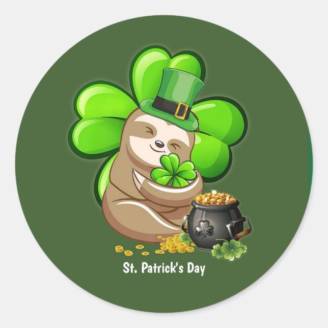 Happy St. Patrick's Day Sloth sticker (Devant)