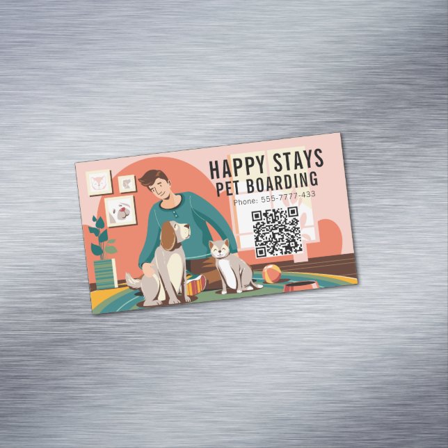 Happy Stays Pet Boarding Carte de visite Magnet (In Situ)