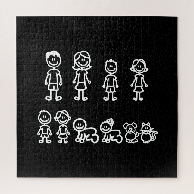 Happy Stick Figure Family Art Puzzle (Vertical)