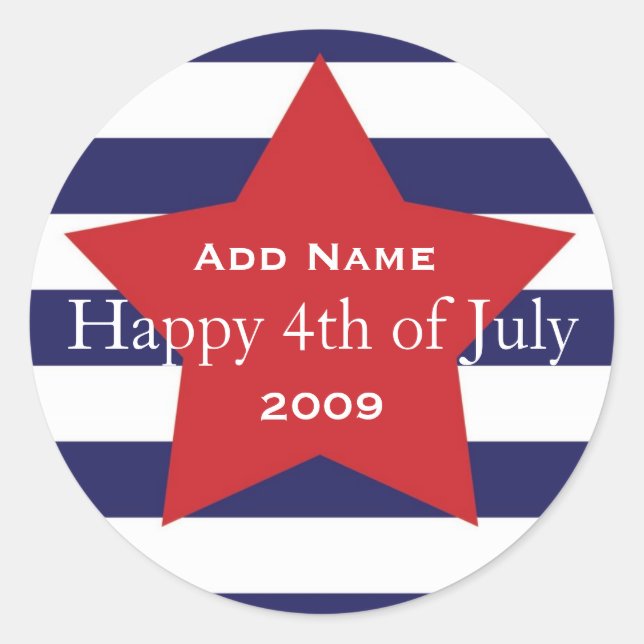 Happy Sticker Faveur Personnalisable "4 juillet" (Devant)