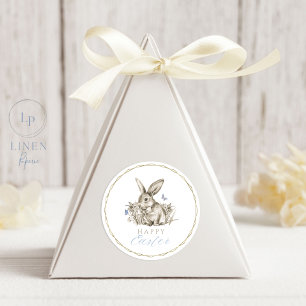 Happy Sticker Lapin de Pâques Gold Cercle Frame