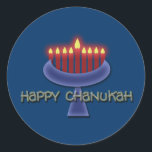 Happy stickers Chanukah<br><div class="desc">Commémorez Chanoukah avec ce design graphique menorah frappant dressé contre un arrière - plan bleu foncé pour souligner les bougies allumées. Ce produit est personnalisable, vous permettant d'y ajouter du texte, des images et/ou votre logo. N'hésitez pas à redimensionner, repositionner ou même remplacer l'image modèle par l'une de vos propres....</div>