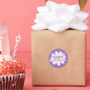 Happy stickers de Pâques avec jolie fleur margueri