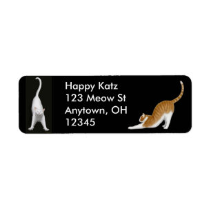 Happy Stretching Cats Étiquette