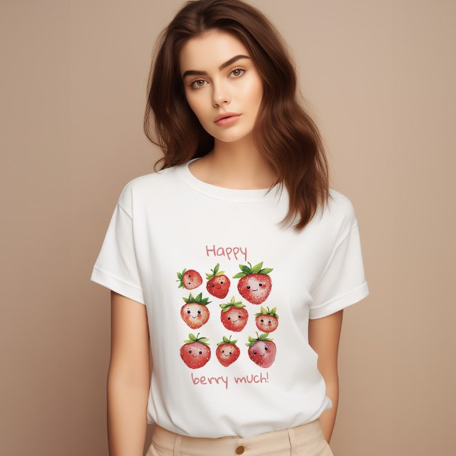 Happy t-shirt fraise pour femmes (Créateur téléchargé)