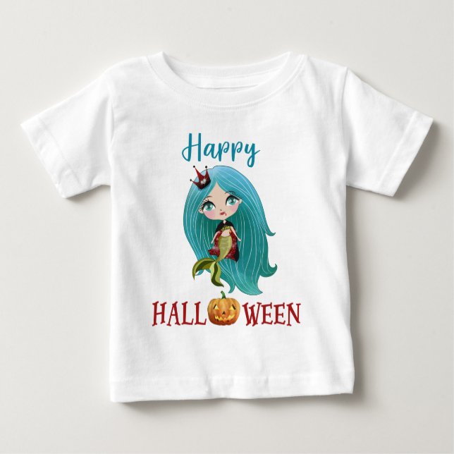 Happy T-shirt Halloween Girl Baby Mermaid T-shirt (Devant)