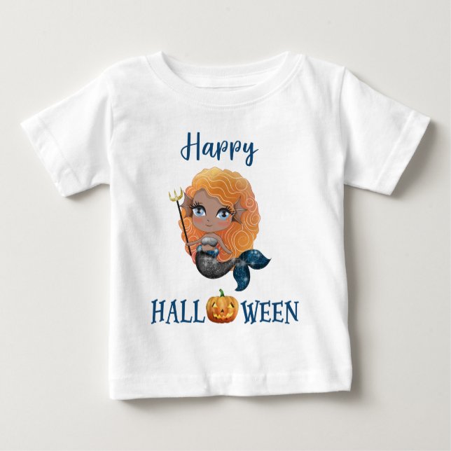 Happy T-shirt Halloween Girl Baby Mermaid T-shirt (Devant)