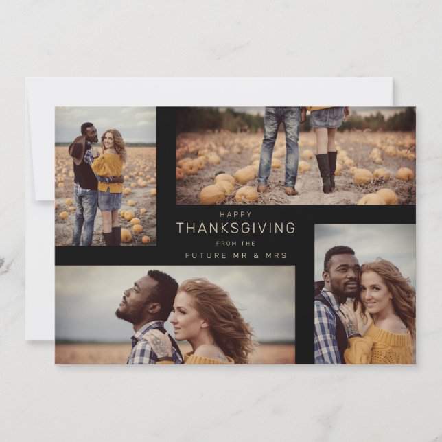 Happy Thanksgiving 4 Photos Wedding Save Date (Devant)