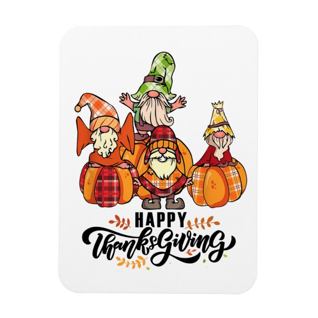 Happy Thanksgiving Gnomes Magnet (Vertical)