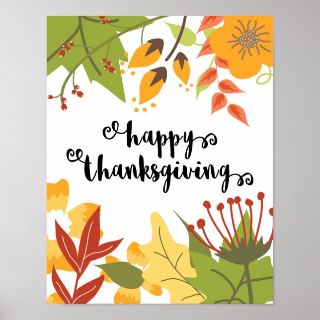 Happy Thanksgiving - Leaves - Poster (Devant)