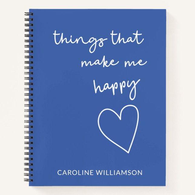 Happy Things Personnalisé Blue Gratitude Journal (Devant)