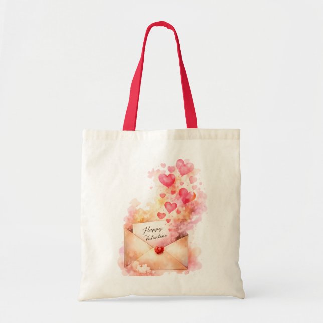 Happy Valentine Romantic Heart Tote Bag (Devant)