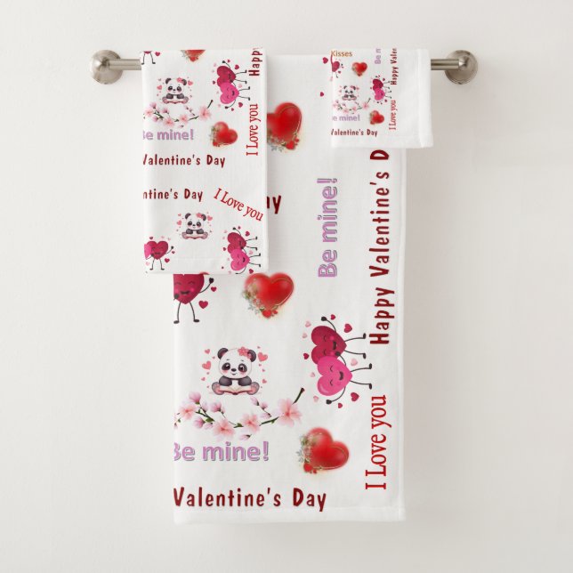 Happy Valentine's Day Couple  Bathroom Towel Sets  (En situation)