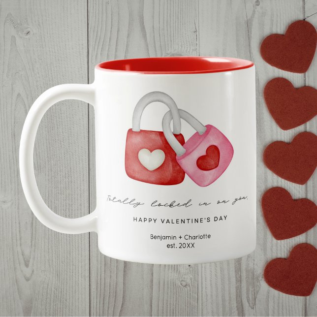 Happy Valentine's Day Cute Fun Locks Custom Mug (Créateur téléchargé)