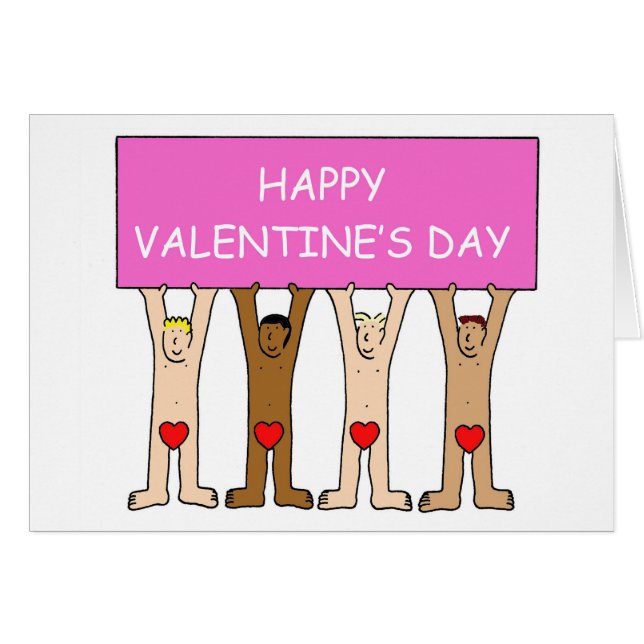 Happy Valentine's Day Men Wearing Hearts (Devant horizontal)
