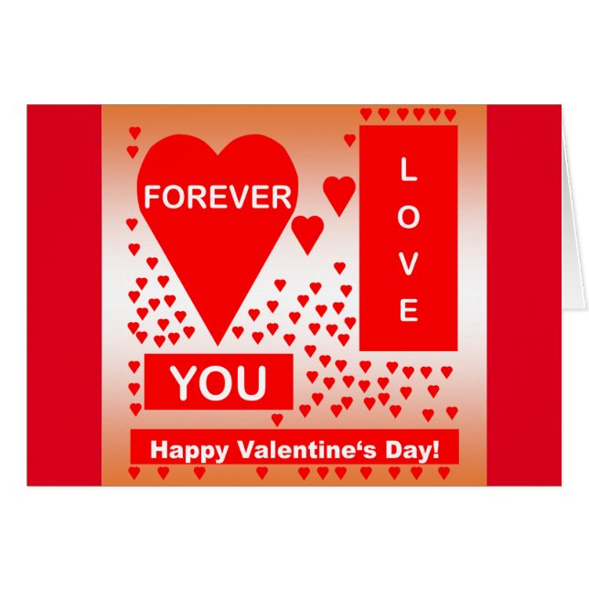 Happy Valentine's Day Text Forever Love Hearts Red (Devant horizontal)